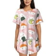 thumbnail image 1 of Bingfone Cute Sushi Print Pajamas Sets for Women Soft Short-Sleeved Pjs with Lounge Shorts Two Piece Sleepwear, 1 of 8