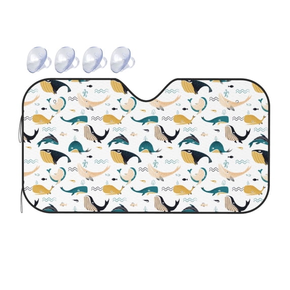 Bingfone Cute Whale Car Windshield Sun Shade Protector Keep Your Vehicle Cool Sun Shield Visor Cover Foldable for Car Truck SUV-Small