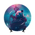 thumbnail image 1 of Bingfone DJ Panda Hot Air Balloon Print Bone China Dinner Decorative Plates,Handmade Ceramic Dinner Plate with Stand for Home Club-7in, 1 of 6