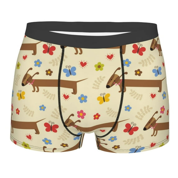 Bingfone Dachshund Dog And Flower Men's Underwear - Casual Stretch Boxer Briefs-XX-Large