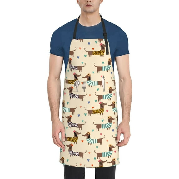 Bingfone Dachshund Dog Apron Gifts For Men, Women Professional Grade Chef Apron for Kitchen,BBQ & Grill