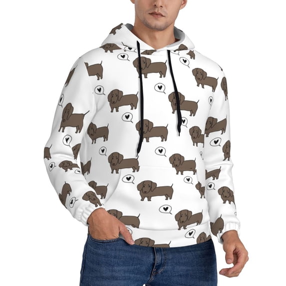 Bingfone Dachshund Dog Men's Drawstring Hoodie Long Sleeve Pocket Sweatshirts-Medium