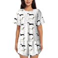 thumbnail image 1 of Bingfone Dachshund Dog Print Pajamas Sets for Women Soft Short-Sleeved Pjs with Lounge Shorts Two Piece Sleepwear, 1 of 8