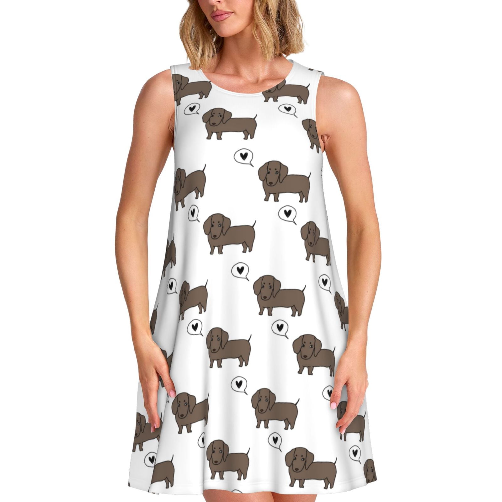 T-shirt Dress With Pockets - Dash Dash Dachshund (4 Colours) (Slim Fit)