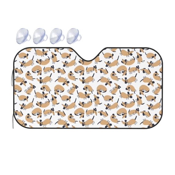 Bingfone Dachshund Dog Puppy Car Windshield Sunshade,Sun Foldable Sun Shield Sun Visor for Car - Medium