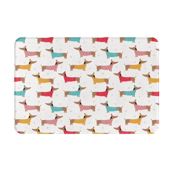 Bingfone Dachshund Dog Puppy Door Mat 16"x24" Front Entrance Non-Slip Low Profile Washable for Entryway