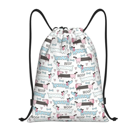 Bingfone Dachshund Dog Puppy Drawstrings Backpacks Bags for Men Women Gym Drawstrings Bag-Medium
