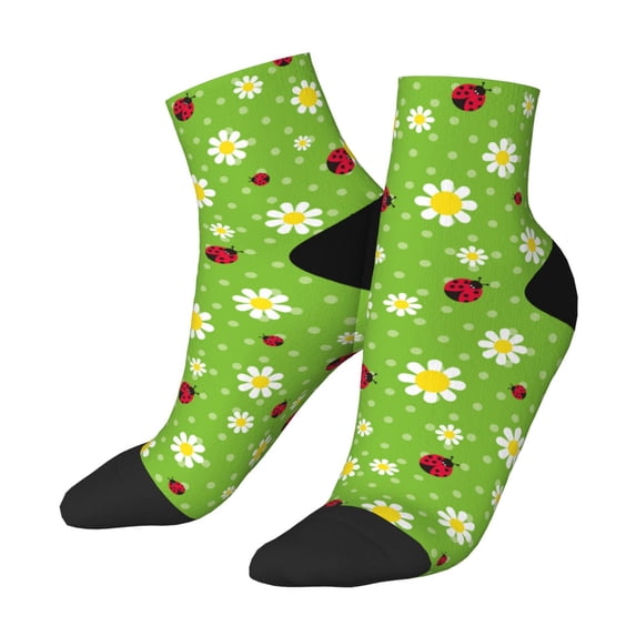 Bingfone Daisies And Ladybugs Design Patterned Men's Women's Casual Cotton Socks