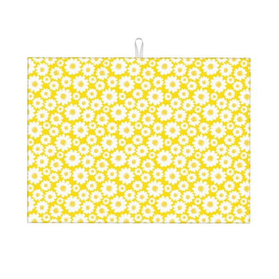 Bingfone Daisies Flowers ,18" x 24"Dish Drying Mat for Kitchen Counter,Ultra Absorbent Microfiber