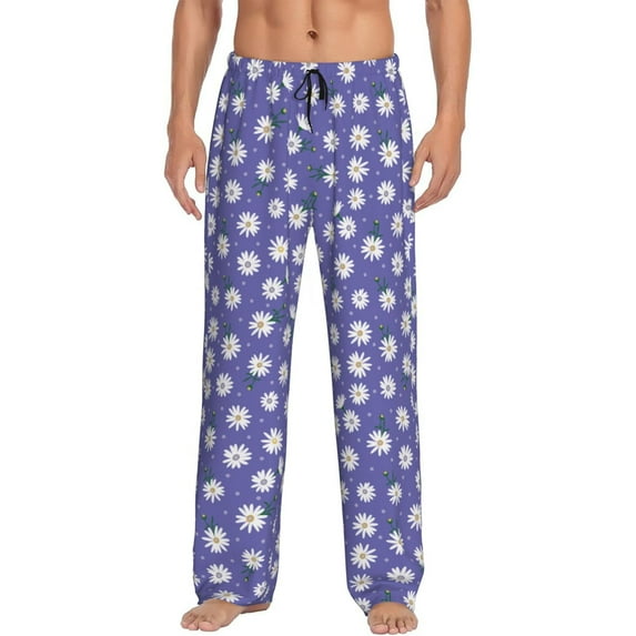 Bingfone Daisies Flowers Mens All Over Print Sleep Pajama Pants-Medium