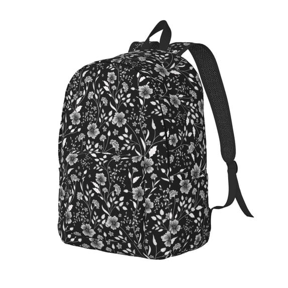 Bingfone Daisies Flowers Print Canvas College Laptop Backpack, Large Capacity Lightweight College Bookbag Casual Daypack-Small