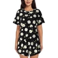 thumbnail image 1 of Bingfone Daisies Flowers Print Pajamas Sets for Women Soft Short-Sleeved Pjs with Lounge Shorts Two Piece Sleepwear, 1 of 8