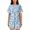 thumbnail image 1 of Bingfone Daisies Flowers Print Pajamas Sets for Women Soft Short-Sleeved Pjs with Lounge Shorts Two Piece Sleepwear, 1 of 8