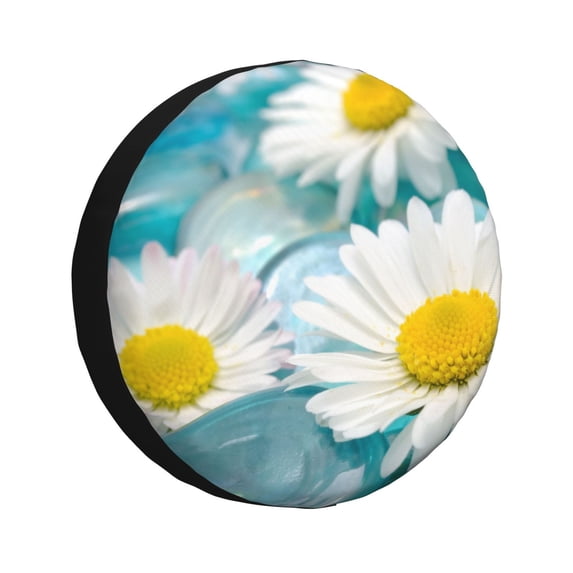 Bingfone Daisy Flowers Spare Tire Cover Weatherproof Universal Wheel Protectors For Rv Camper Travel Trailer Suv Truck 14 Inch