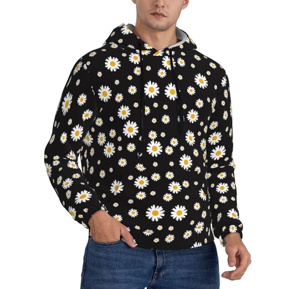 Bingfone Daisy Men's Drawstring Hoodie Long Sleeve Pocket Sweatshirts-X-Large