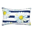 thumbnail image 1 of Bingfone Daisy Striped Nautical Standard Size Pillowcase, Long Staple Pure Cotton Envelope Closure Pillow Cover,16"X24", 1 of 9
