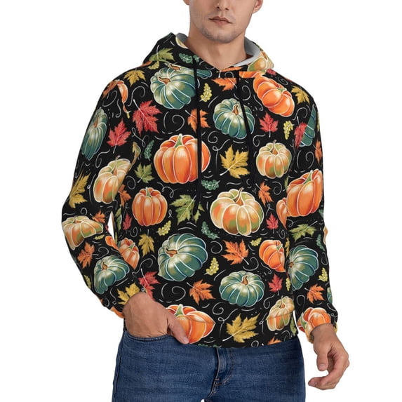 Bingfone Daisy maple leaf Men's Drawstring Hoodie Long Sleeve Pocket Sweatshirts-X-Large