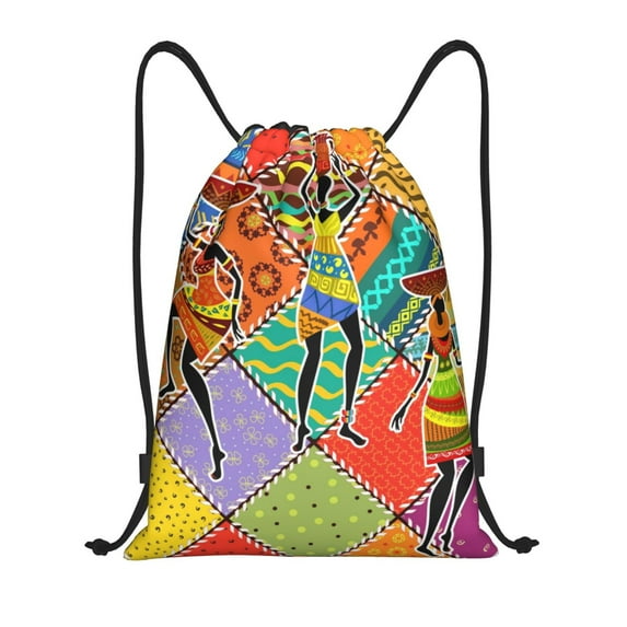 Bingfone Dancing African Womans Drawstrings Backpacks Bags For Men Women Gym Drawstrings Bag