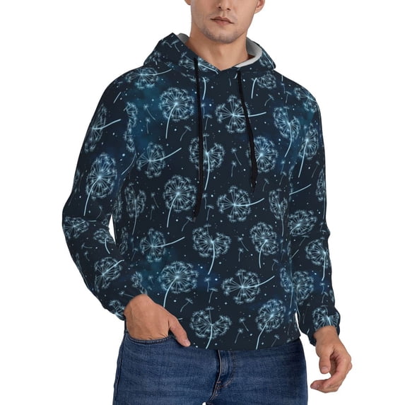 Bingfone Dandelions Men's Drawstring Hoodie Long Sleeve Pocket Sweatshirts-Large