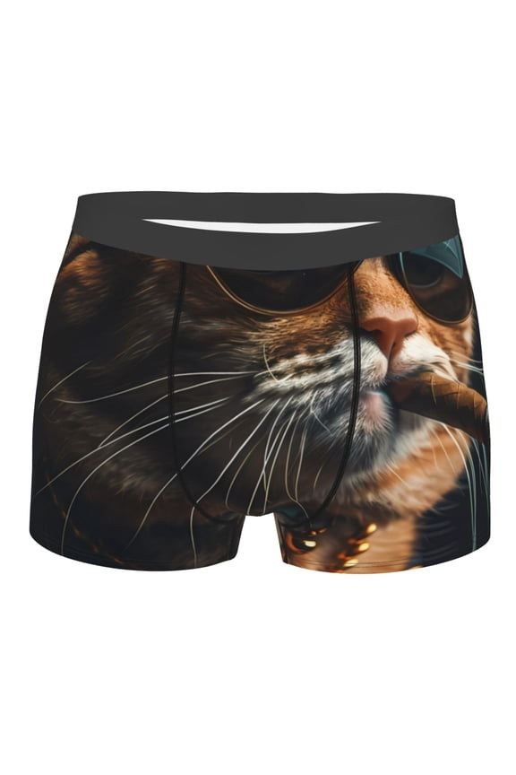 Dapper Cat in Sunglasses Men's Underwear - Casual Stretch Boxer Briefs-Small
