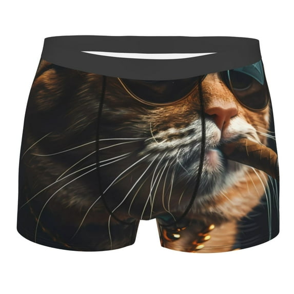 Bingfone Dapper Cat in Sunglasses Men's Underwear - Casual Stretch Boxer Briefs-XX-Large
