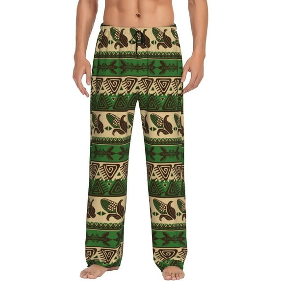 Bingfone Dark Green Vintage Corn Pattern Mens All Over Print Sleep Pajama Pants-Small