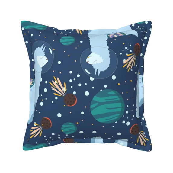 Bingfone Decorative Pillow Covers 16"X16" Alpaca Astronaut In Space Couch Pillow Cases Modern Farmhouse Covers For Couch Sofa Bed