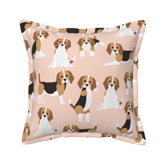 Bingfone Decorative Pillow Covers 16"X16" Beagle Dog On Brown Couch Pillow Cases Modern Farmhouse Covers For Couch Sofa Bed