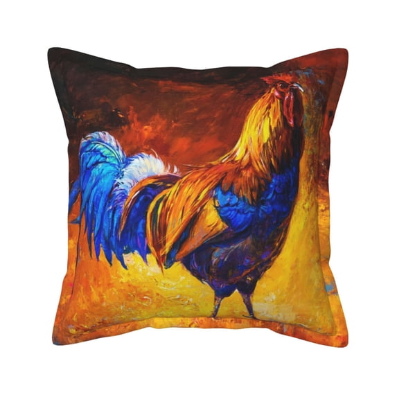 Bingfone Decorative Pillow Covers 16"X16" Colorful Rooster Couch Pillow Cases Modern Farmhouse Covers For Couch Sofa Bed
