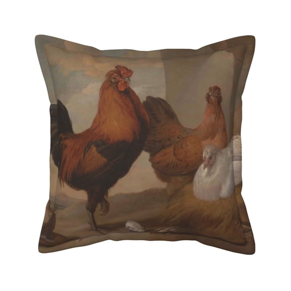 Bingfone Decorative Pillow Covers 16"X16" Oil Painting Chicken And Duck Couch Pillow Cases Modern Farmhouse Covers For Couch Sofa Bed
