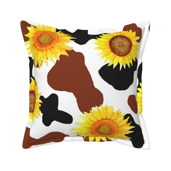 Bingfone Decorative Pillow Covers 16"X16" Sunflower Cow Couch Pillow Cases Modern Farmhouse Covers For Couch Sofa Bed