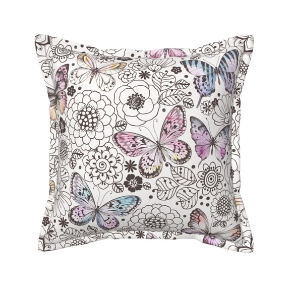 Bingfone Decorative Pillow Covers 16"X16" Vintage Butterflies Couch Pillow Cases Modern Farmhouse Covers For Couch Sofa Bed