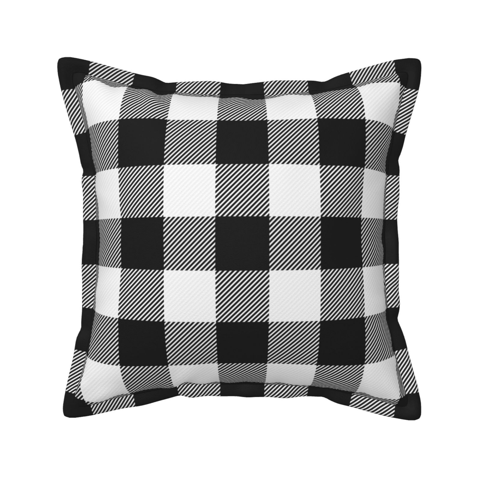 Bingfone Decorative Pillow Covers 16"X16" White And Black Plaid Couch