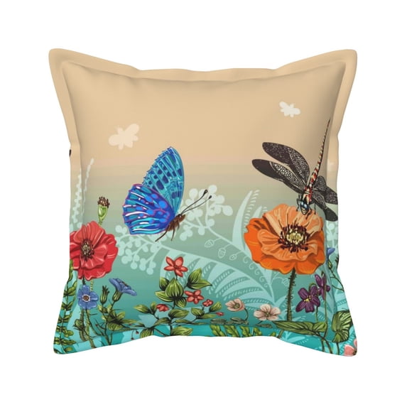 Bingfone Decorative Pillow Covers 18"X18" Colorful Plants And Insects Couch Pillow Cases Modern Farmhouse Covers For Couch Sofa Bed