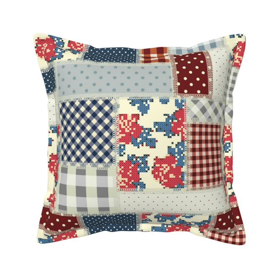 Bingfone Decorative Pillow Covers 18"X18" Patchwork In Country Style Couch Pillow Cases Modern Farmhouse Covers For Couch Sofa Bed