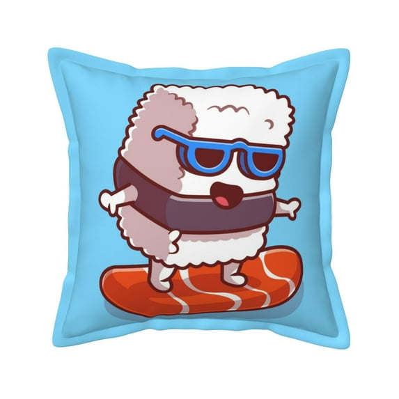 Bingfone Decorative Pillow Covers 18"X18" Sushi Salmon Surfing Couch Pillow Cases Modern Farmhouse Covers For Couch Sofa Bed