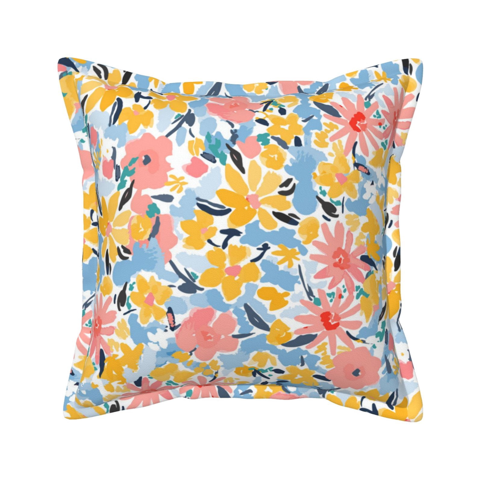 Ogiselestyle Farmhouse Pillow Cover 18x18 Inches - "Consider How The Wildflowers Grow" Quote, Rustic Home Decor