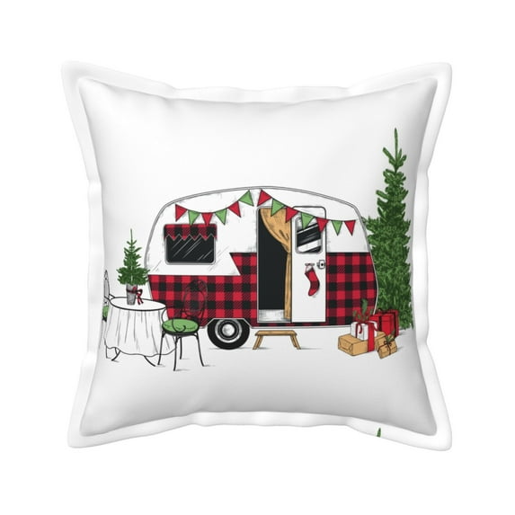 Bingfone Decorative Pillow Covers 18"x18" Vintage Buffalo Plaid Christmas Camper Couch Pillow Cases Modern Farmhouse Covers for Couch Sofa Bed