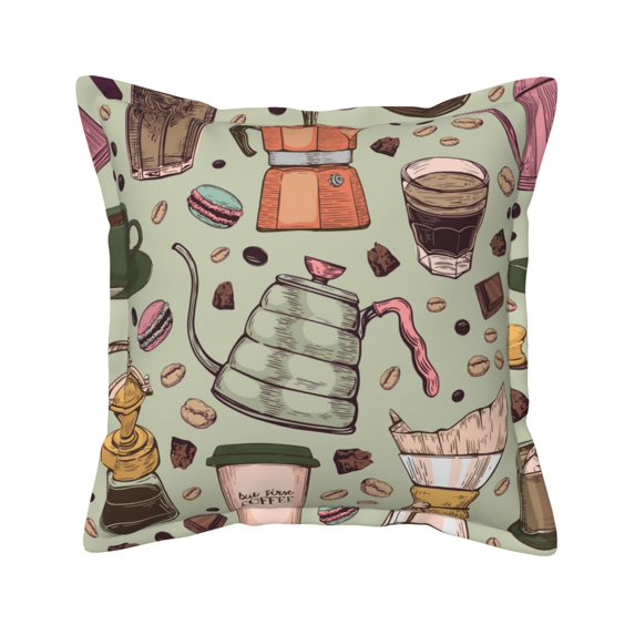 Bingfone Decorative Pillow Covers 20"X20" Coffee Makers Macaroons Chocolate Couch Pillow Cases Modern Farmhouse Covers For Couch Sofa Bed