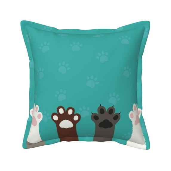 Bingfone Decorative Pillow Covers 20"X20" Cute Cat Paw And Dog Couch Pillow Cases Modern Farmhouse Covers For Couch Sofa Bed