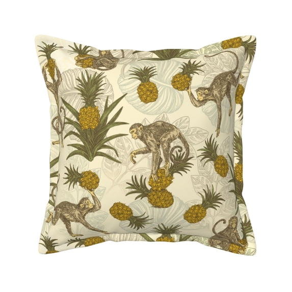 Bingfone Decorative Pillow Covers 20"X20" Monkeys And Pinealpples Couch Pillow Cases Modern Farmhouse Covers For Couch Sofa Bed