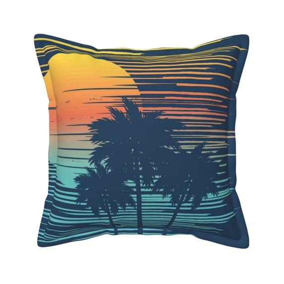 Bingfone Decorative Pillow Covers 20"X20" Palm Trees Couch Pillow Cases Modern Farmhouse Covers For Couch Sofa Bed