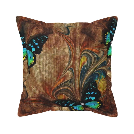Bingfone Decorative Pillow Covers 20"X20" Vintage Butterfly Green Couch Pillow Cases Modern Farmhouse Covers For Couch Sofa Bed