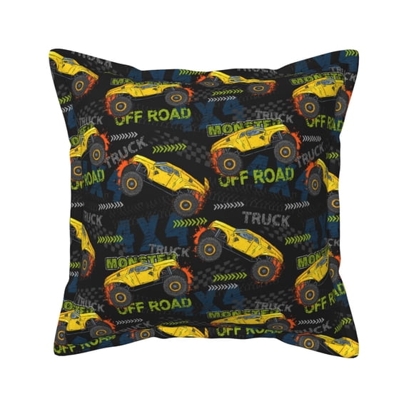 Bingfone Decorative Pillow Covers 20"x20" Monster Truck1 Couch Pillow Cases Modern Farmhouse Covers for Couch Sofa Bed