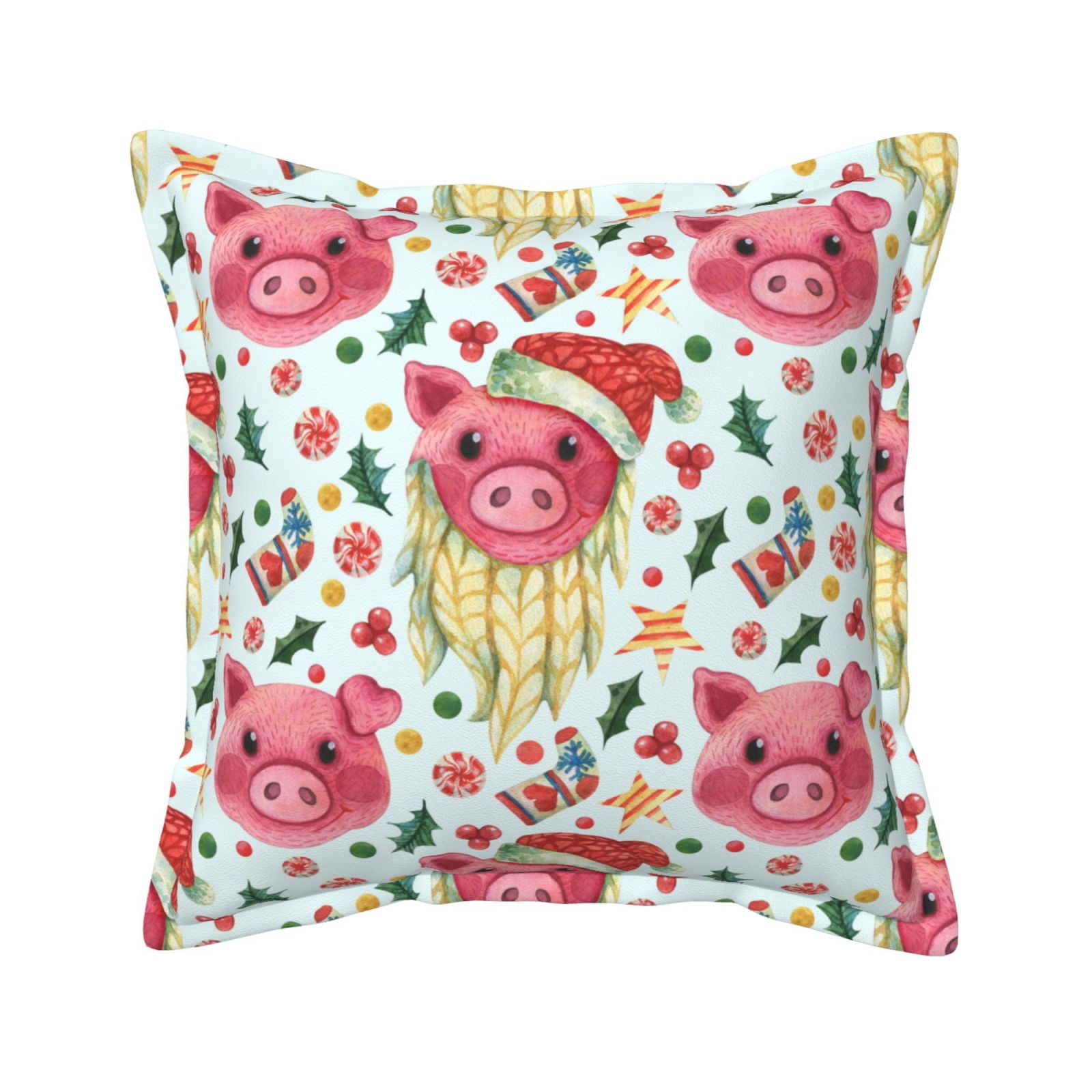 Bingfone Decorative Pillow Covers Christmas Cute Pigs Couch Pillow
