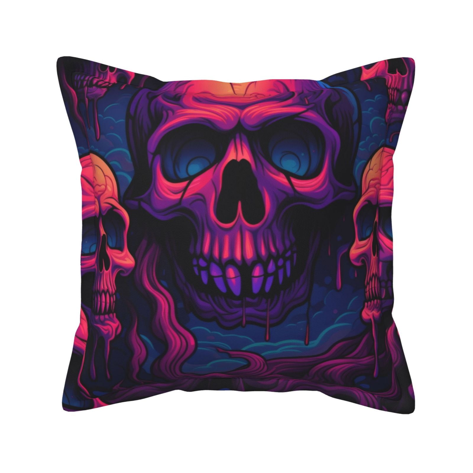 Bingfone Decorative Pillow Covers PurpleRed Skull Couch Pillow Cases