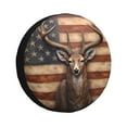 thumbnail image 1 of Bingfone Deer American Flag Wall Spare Tire Cover Weatherproof Universal Wheel Protectors for RV Camper Travel Trailer SUV Truck-16 inch, 1 of 8