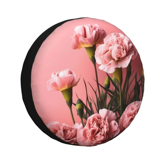 Bingfone Delicate Pink Carnations A Spare Tire Cover Weatherproof Universal Wheel Protectors for RV Camper Travel Trailer SUV Truck-16 inch