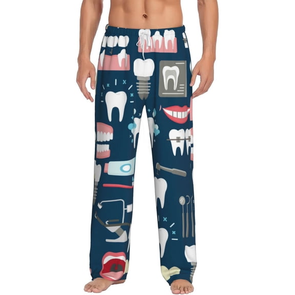 Bingfone Dental Mens All Over Print Sleep Pajama Pants-Small