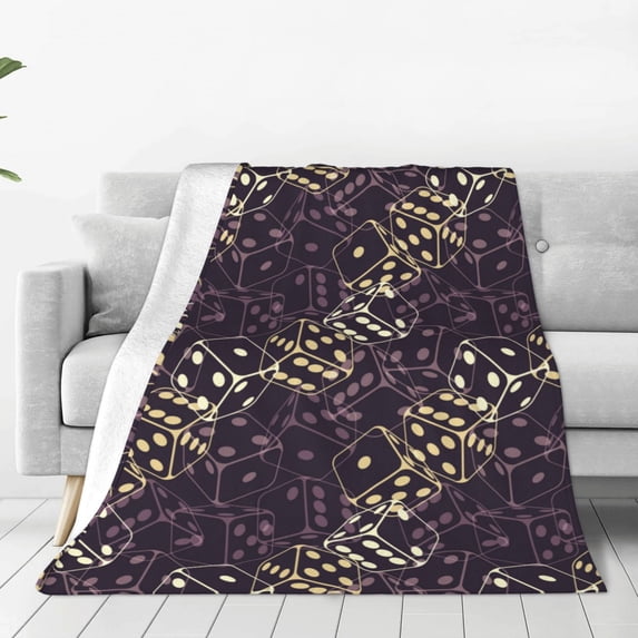 Bingfone Dice Print Flannel Fleece Blanket Throw Blanket for Bed,Sofa,Couch,Travel,Camping(80"x60" )